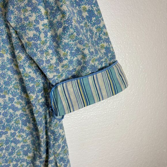 IZOD Cotton Pajama Shirt Womens Size L Blue Floral - Picture 4 of 9